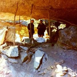 Rock Bivvy,Roaring Billy Valley, South Westland.ca.late 1970`s.  - 2 PHOTOS -