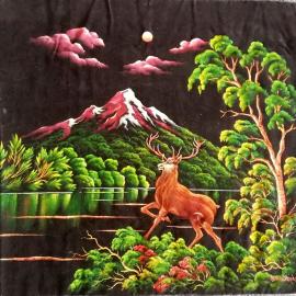  Art on velvet by James Rhodes (Dusty) - approx 60 years old.