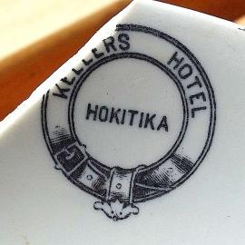 Soup bowl fragment found on the Hokitika beach - Kellers Hotel.est.1860`s.