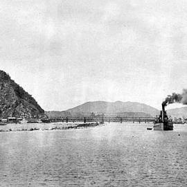 Grey river. ca.1910. - note middle rock wall