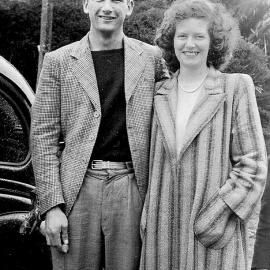 Dick Armstrong Cnr Mill St and 7 Mile Rd Runanga, and his bride to be Maud Baxter.ca.1946.