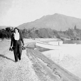 Young lady - possibly Crimmins , at Lake Brunner. ca.1940`s.