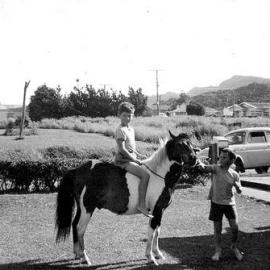Riding pony at Runanga,1961 .    *PHOTO ALBUM*