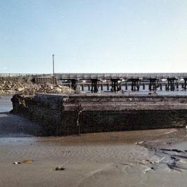 The last Grey River Barge - and the Blaketown Lagoon Bridge in background. 1963.