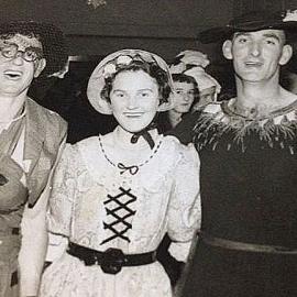 Laurie Wickes with Arthur and Betty Gibson - fancy dress party in the 1950`s.Ngahere.