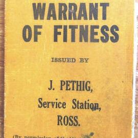 Warrant of Fitness from Jack Pethig, Ross.