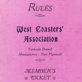 Rule for the West Coasters Association, Taranaki Branch.  