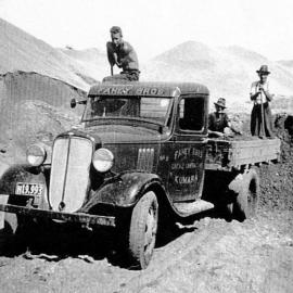 Fred and his Bro Arthur Ellis - loading Dredge Tailings for use on Gillespie's Beach Road .1938.