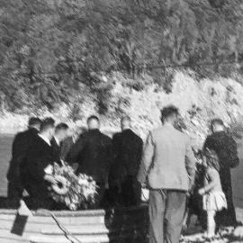 Charles Cox burial at Greenstone, 1950, while Taramakau bridge was washed out *PHOTO ALBUM*