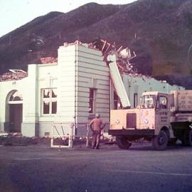 Demolition of Reefton Post Office, late 1960's.