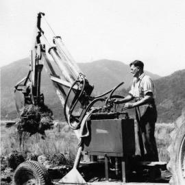 Archie Richards on his farm at Barrytown.1950`s.