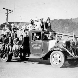 Duncan Mc`Clean truck in procession,Greymouth.1940`s.