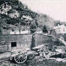 Job Lines' stables and residence on Buller Gorge road 1880.