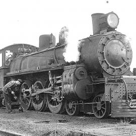 Peter Griffin, driving an A class Locomotive, Greymouth.1967.