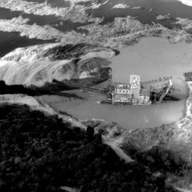 Dredge on the  river, Hokitika. 1963.