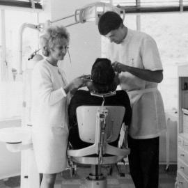 Dentist John Burford, and Dental Assistant Jackie Mundy.1964.