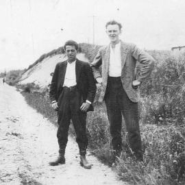 Ron Abbott and Wilfred Becker - Te Kinga Station in background.