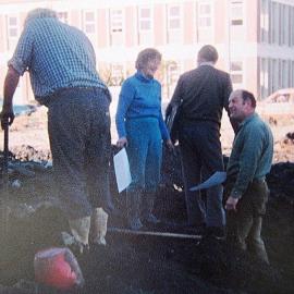 Digging for goldfield items under the old Red Lion hotel in 1981.