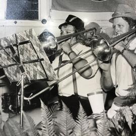 Alan Wisdom on trombone, and Peter Lines at Beer Fest