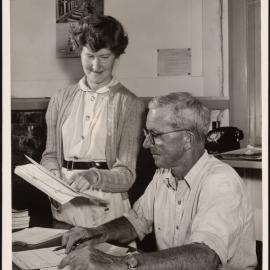 Blackball Mine manager Mr. J. Rarity (seated) with Mrs. Williams