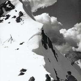 Two trampers on Temple Col, Arthurs Pass National Park 1950's.