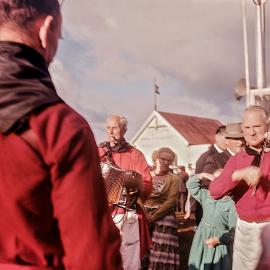 Kokatahi Band in front of grandstand at Kumara race course .1960 .