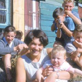 Boys including Proffits possibly outside a store *PHOTO ALBUM* Alan Wisdom slide collection