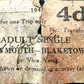 Bus ticket from Greymouth to Blaketown. ca.1940`s.