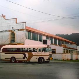 Wyldes bus outside the Runanga District  Community Centre.early 1980`s.