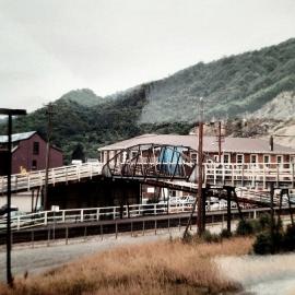Overhead Footbridge to the Railway Station, Greymouth.ca.1980`s.