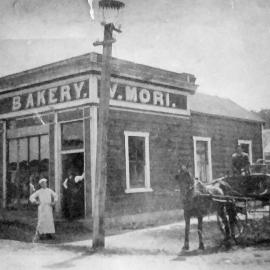 Mori Bakery , corner of Buller Rd and Ranft St, Reefton.ca.1908.
