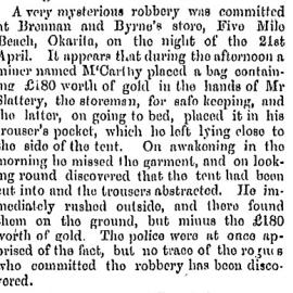 Robbery at 5 Mile Beach, Okarito.1866.