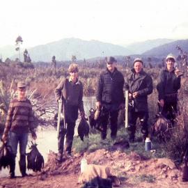 Duck shooting on opening day , near Kaniere.Late 1960`s.