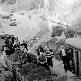 John Edmund Dinnan (on train) - worker on the Otira tunnel.