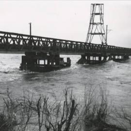 Buller Bridge during a flood in 1954
