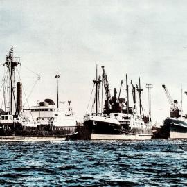 Ships in the port of Greymouth, 1961.