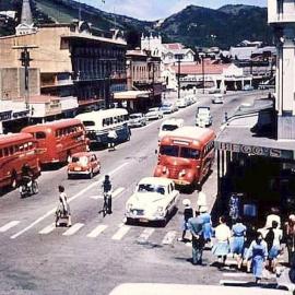 Kennedy`s red buses, Tainui Street , Greymouth.