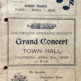 Greymouth Operatic Society - Grand Concert  - Town Hall, 1945  *PHOTO ALBUM*
