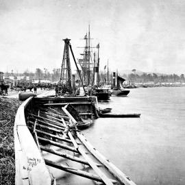 Gibsons Quay, Hokitika, showing the Harbour.ca.1868.