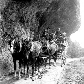 A horse drawn coach at Hawks Crag .ca.1910.