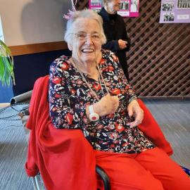 Jessie Thompson nee McGregor, born in Blackball 27.12.30, celebrating her 90th birthday