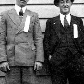 Tom  Merriman and Noel Messenger setting up the National Schoolboy Rugby League Competition.1945.