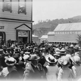 Public gathering outside the Ross Borough Council Chambers.ca.1914
