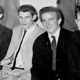 Lanky Guenole, Allan Lawson, John Muir & Donny Lawson at St Columba Hall,Greymouth.ca.1960`s