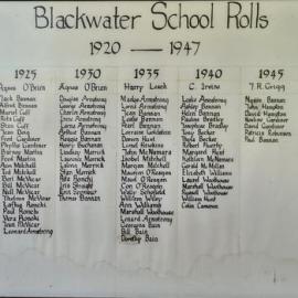 Blackwater School Rolls. 1920 - 1947.