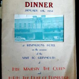Revington`s menu for the Queen`s visit. Jan 17th,1954.  - ALBUM -