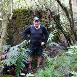 On the hill above Rewanui - old mining adits, track and tramways, bits of iron work, wire ropes, pipes, shafts, trenching etc.  - ALBUM -