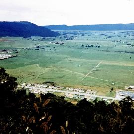 A view of Hari Hari from the lookout point (behind the motels). 1979.