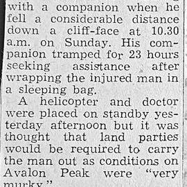 Climbing Tragedy - Archibald Weir,aged 35 - Schoolteacher at Harihari.  - 2 PHOTOS -