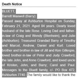 Barry Bluett obituary, teacher